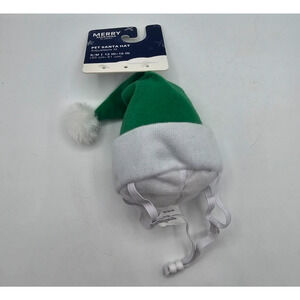 Merry Makings green and white pet Santa hat with an adjustable strap Dog Costume
